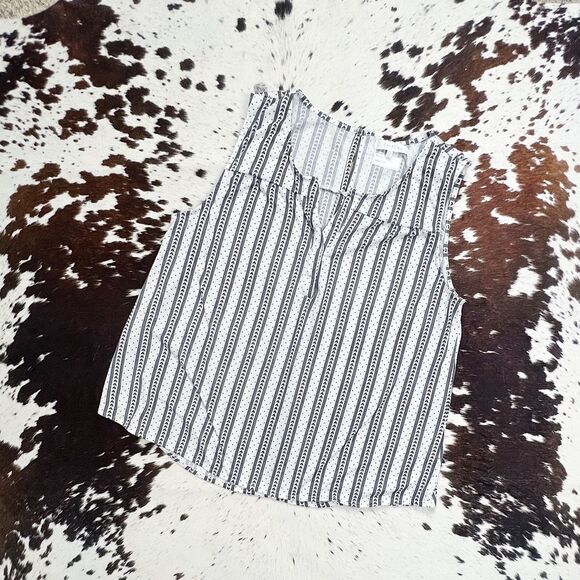 Eden & Olivia Tops - Eden and Olivia Striped Arrow Sleeveless Button Back Blouse 2X